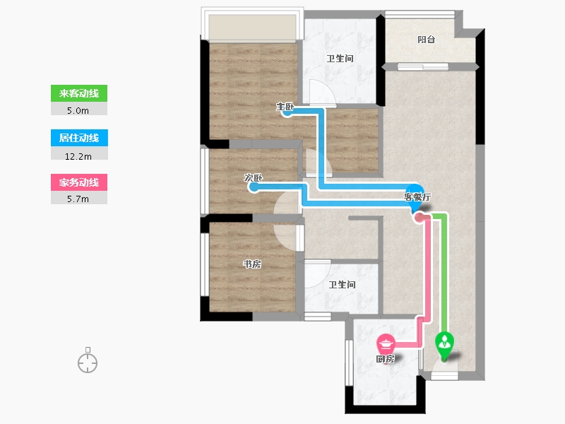 广东省-佛山市-卓越万科朗润园-70.40-户型库-动静线