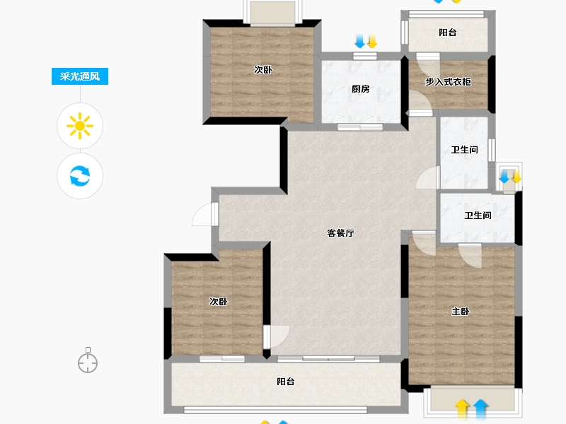 江苏省-苏州市-合樾兰亭花园-115.00-户型库-采光通风