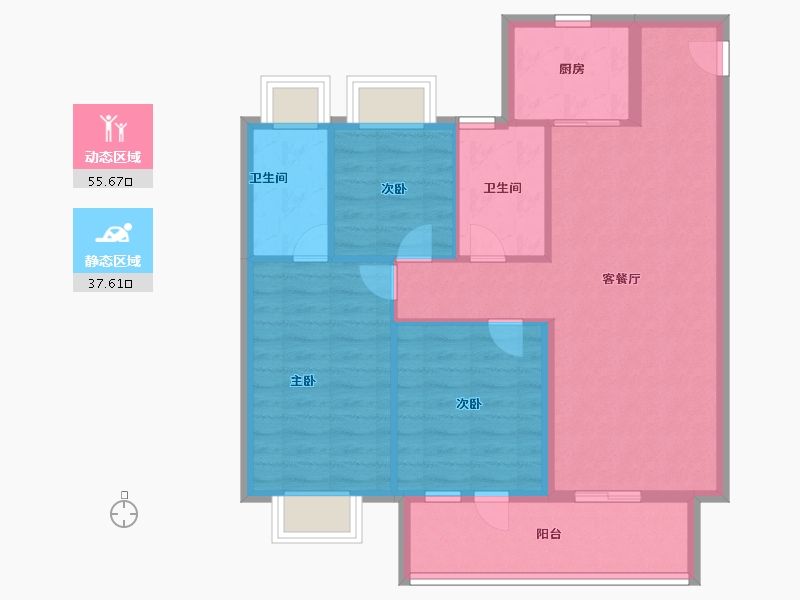 湖北省-武汉市-保利明玥晨光-84.00-户型库-动静分区