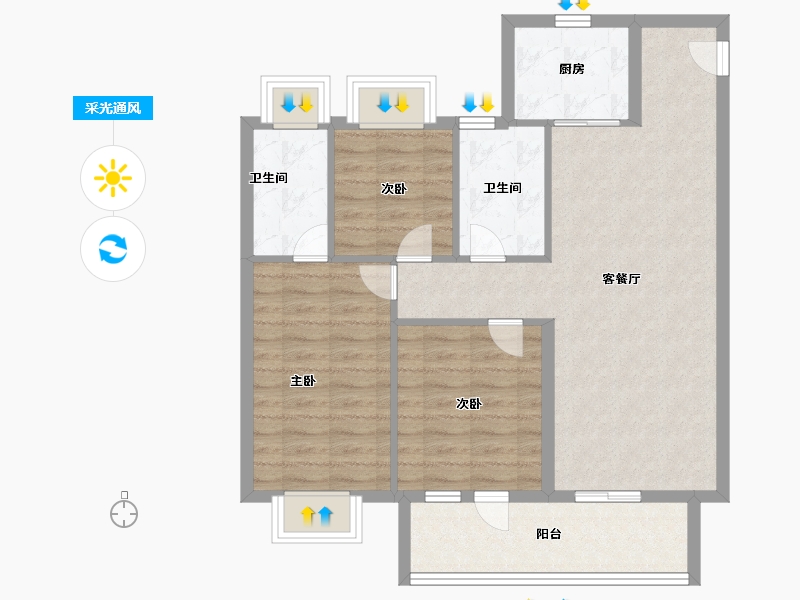 湖北省-武汉市-保利明玥晨光-84.00-户型库-采光通风