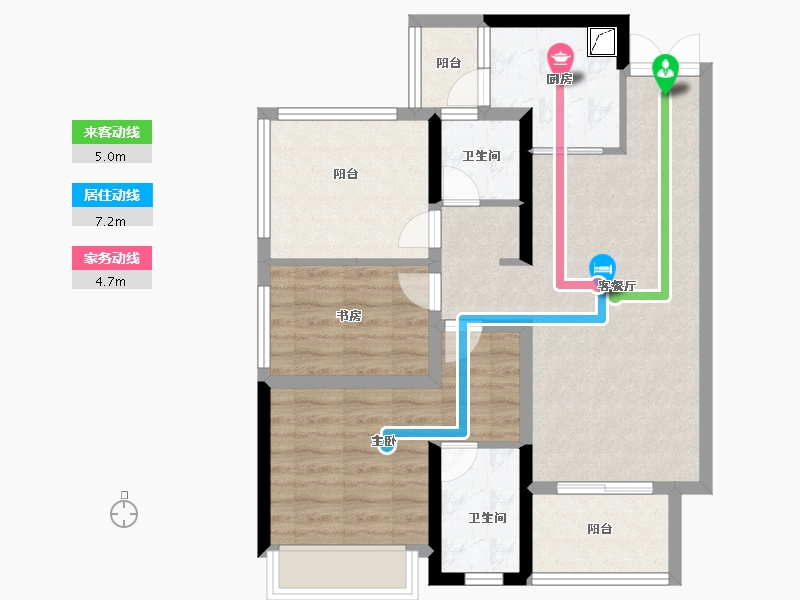 贵州省-贵阳市-贵阳经开吾悦广场-76.00-户型库-动静线