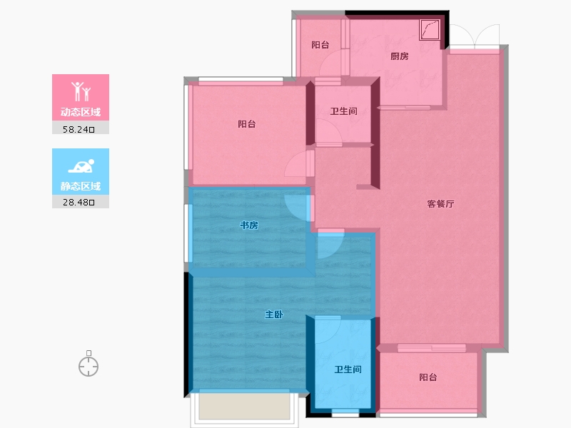 贵州省-贵阳市-贵阳经开吾悦广场-76.00-户型库-动静分区