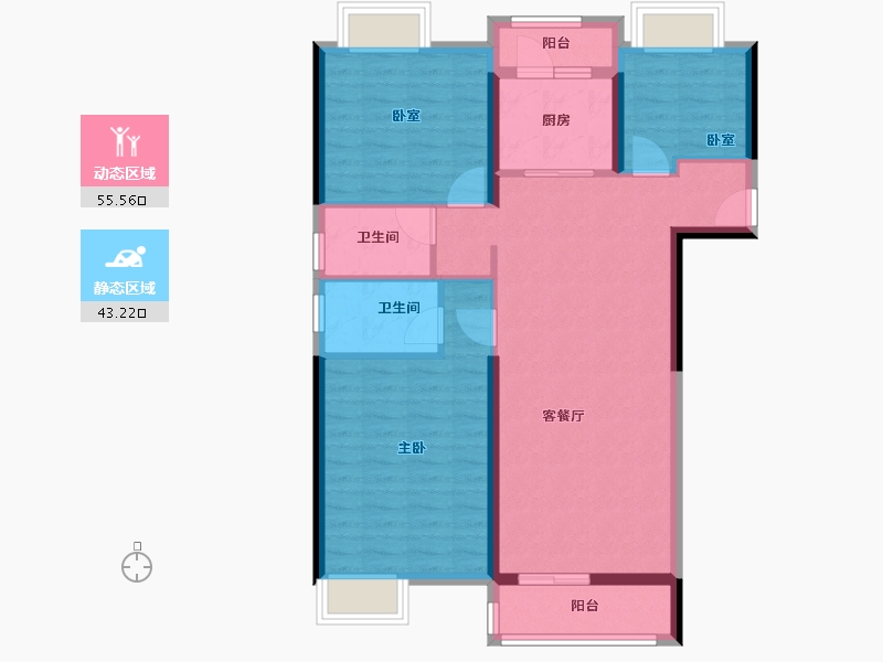 湖北省-武汉市-碧桂园云境-88.49-户型库-动静分区