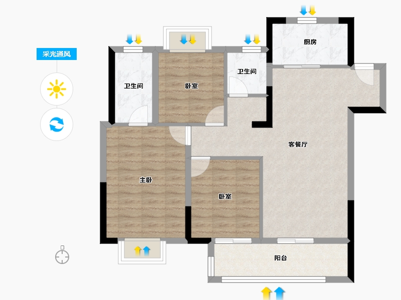 湖北省-武汉市-中国铁建江语城-85.28-户型库-采光通风