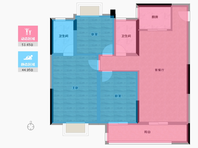 湖北省-武汉市-中梁天玺壹号-87.85-户型库-动静分区