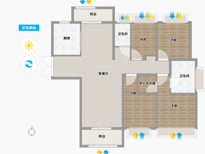 上海-上海市-中粮瑞虹·海景壹号-154.20-户型库-采光通风