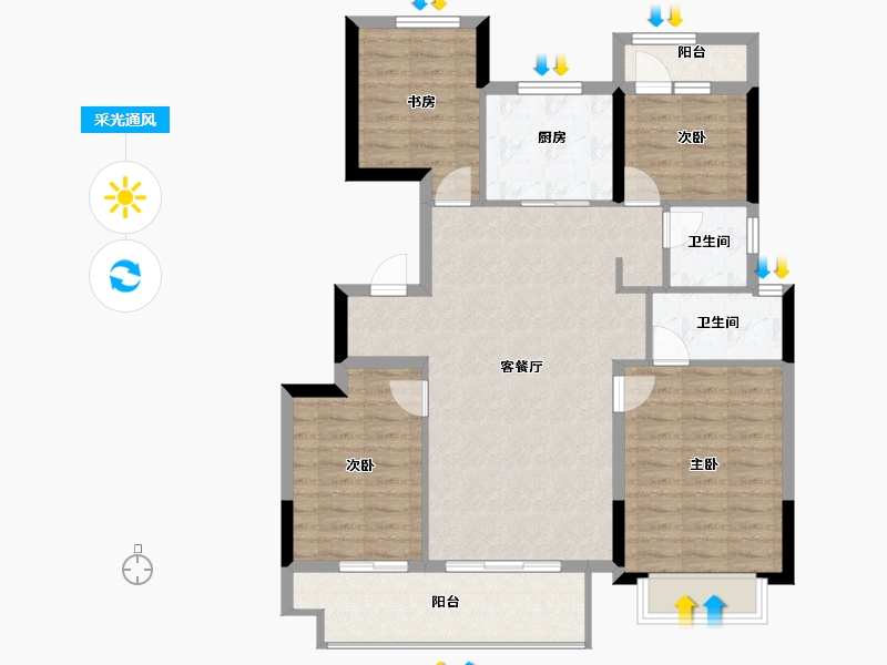 浙江省-宁波市-余姚锦山府-100.00-户型库-采光通风