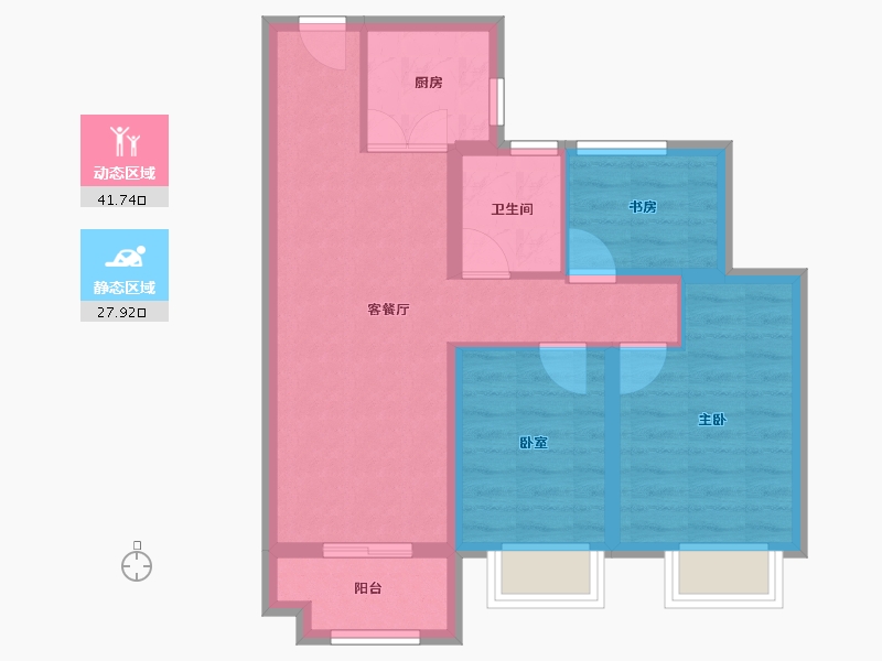 湖北省-武汉市-金地城与城棠境-61.34-户型库-动静分区