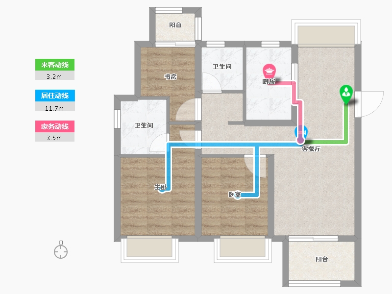 上海-上海市-新未来·樾湖-70.40-户型库-动静线