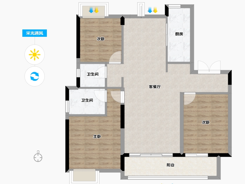 湖北省-武汉市-昆仑御-97.70-户型库-采光通风