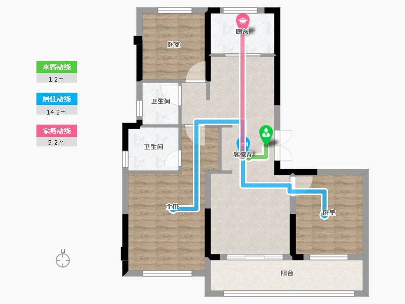 浙江省-温州市-宏地云澜观邸-83.20-户型库-动静线