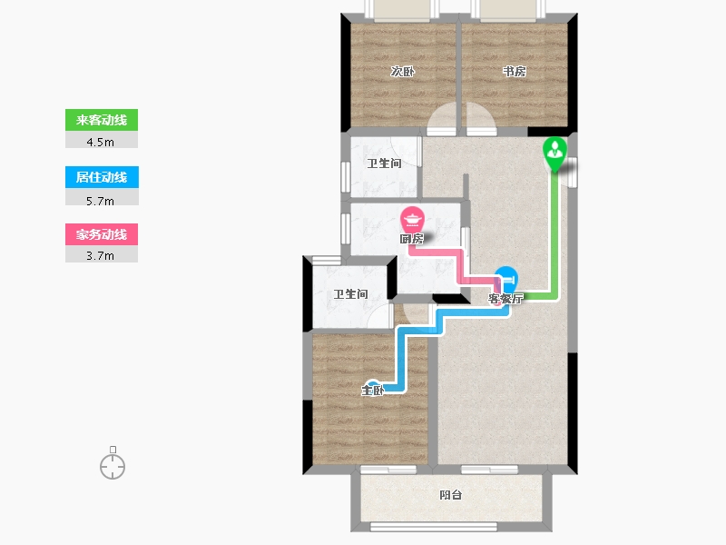 湖北省-武汉市-中梁天玺壹号-75.21-户型库-动静线