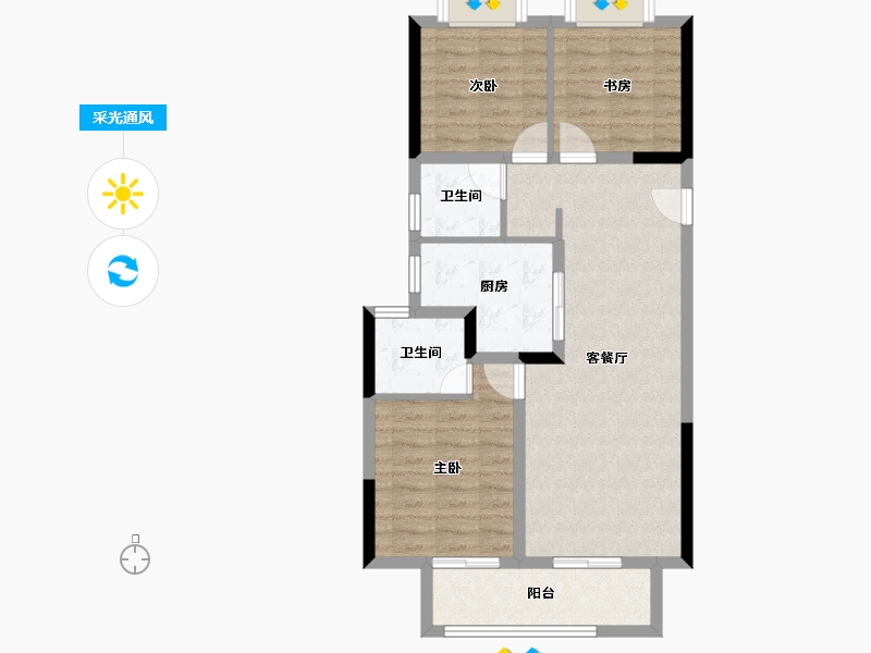 湖北省-武汉市-中梁天玺壹号-75.21-户型库-采光通风