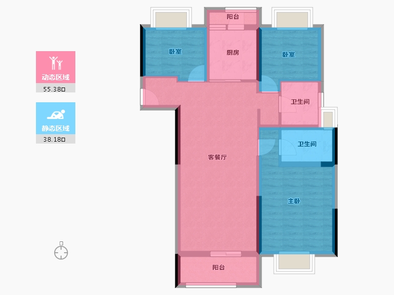 湖北省-武汉市-碧桂园十里春风-82.82-户型库-动静分区