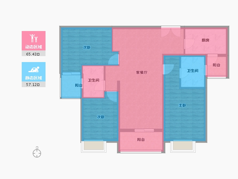 上海-上海市-中粮瑞虹·海景壹号-110.40-户型库-动静分区