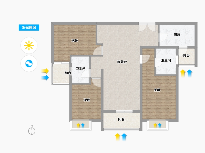 上海-上海市-中粮瑞虹·海景壹号-110.40-户型库-采光通风