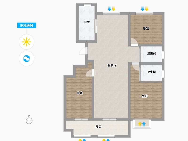 山东省-滨州市-徐家家园-120.00-户型库-采光通风