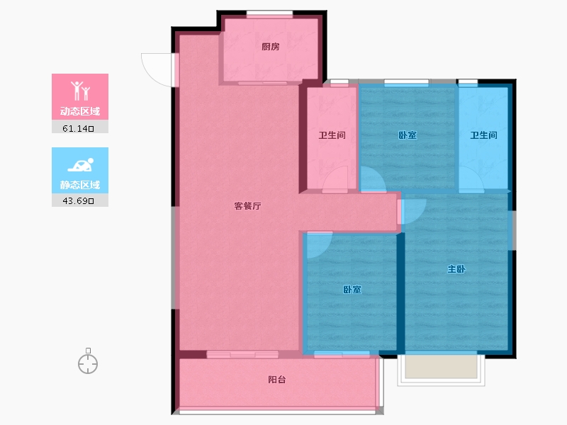 山西省-晋中市-电建地产·晋中洺悦宸苑-94.80-户型库-动静分区