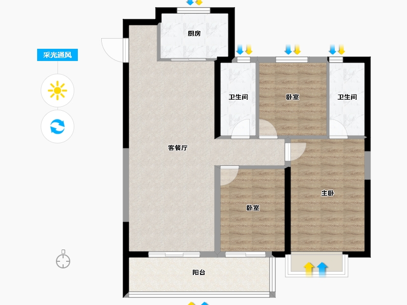 山西省-晋中市-电建地产·晋中洺悦宸苑-94.80-户型库-采光通风