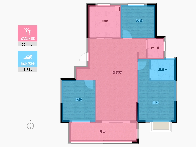 浙江省-宁波市-武岭悦府-91.93-户型库-动静分区