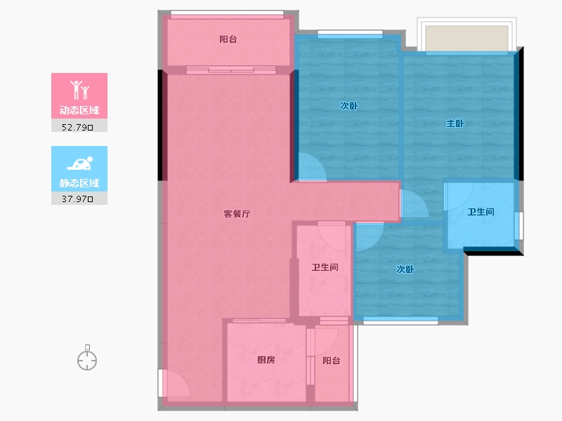 贵州省-贵阳市-碧桂园印象花溪-81.52-户型库-动静分区