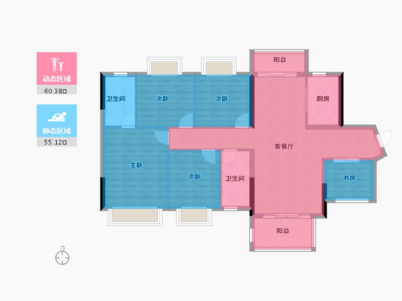 贵州省-贵阳市-金科中泰天境-104.00-户型库-动静分区