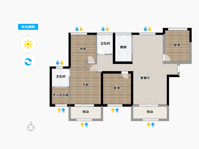 湖北省-武汉市-江景湾夏荷香一期-115.24-户型库-采光通风