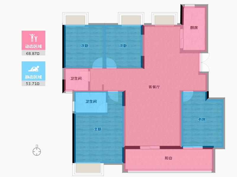 湖北省-武汉市-昆仑御-110.68-户型库-动静分区