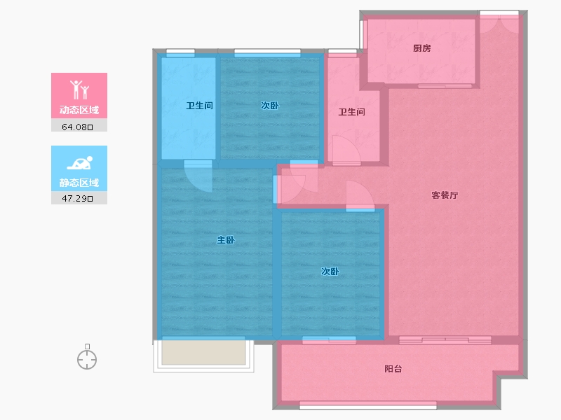 河南省-安阳市-邺南 揽月台-100.00-户型库-动静分区