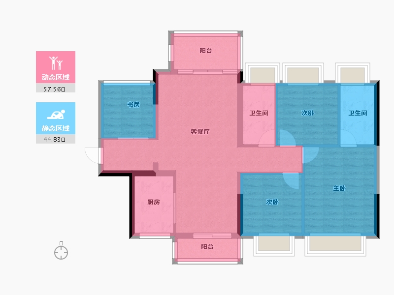 贵州省-贵阳市-金科中泰天境-92.01-户型库-动静分区