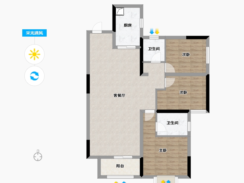 湖南省-长沙市-福晟钱隆公馆-96.09-户型库-采光通风