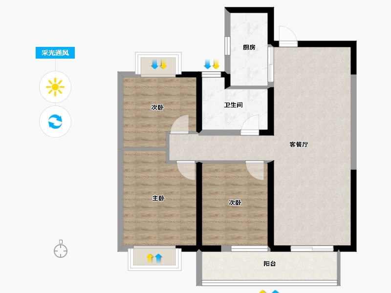 湖北省-武汉市-旭辉江夏府-84.67-户型库-采光通风