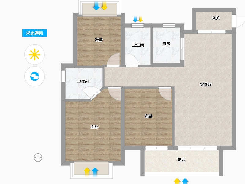 江西省-南昌市-力高君誉滨江-84.05-户型库-采光通风