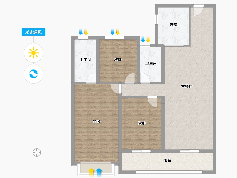 湖北省-武汉市-旭辉千山凌云-111.18-户型库-采光通风