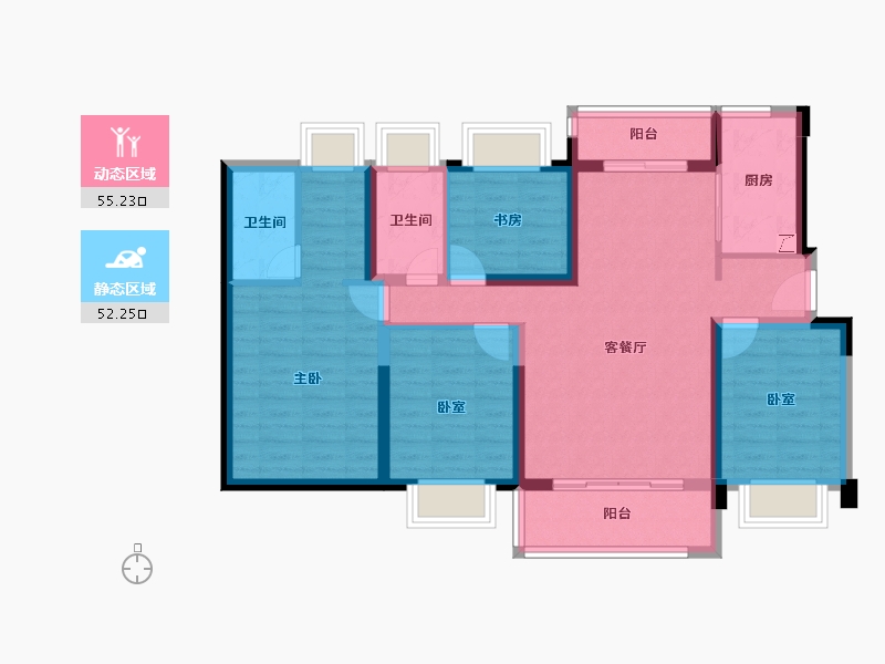 广东省-珠海市-五洲东方墅-95.14-户型库-动静分区