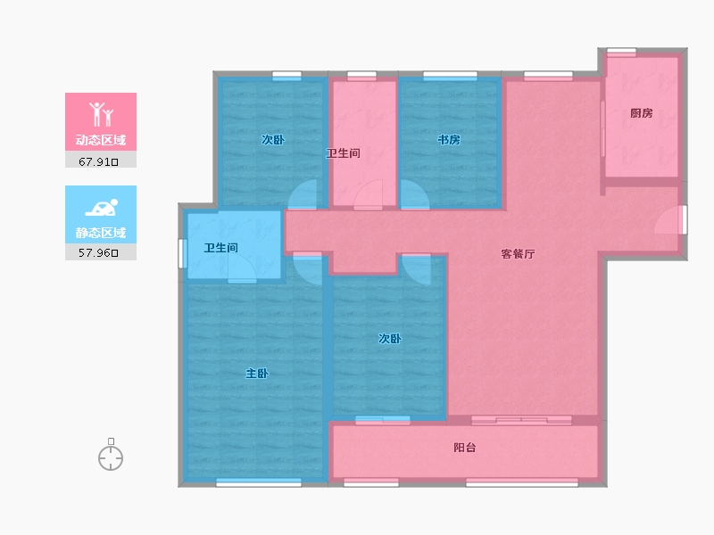 湖北省-武汉市-正荣紫阙台-113.60-户型库-动静分区