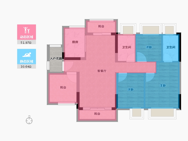 广东省-珠海市-珠海雅居乐国际花园-75.72-户型库-动静分区