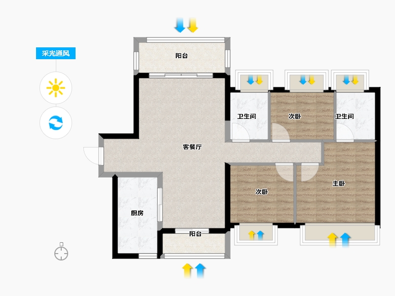 贵州省-贵阳市-美的国宾府-92.00-户型库-采光通风