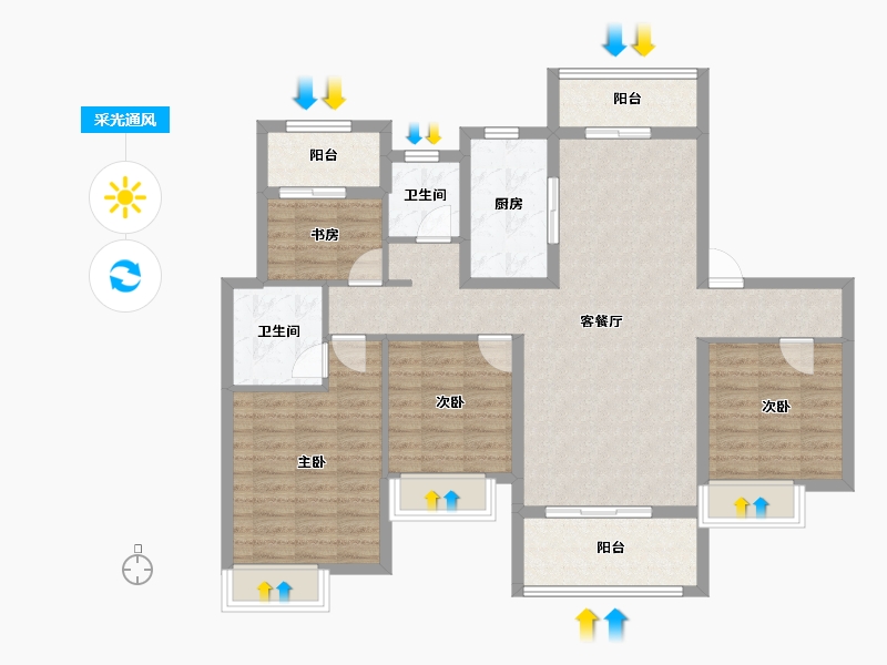 湖南省-常德市-紫金城-110.00-户型库-采光通风