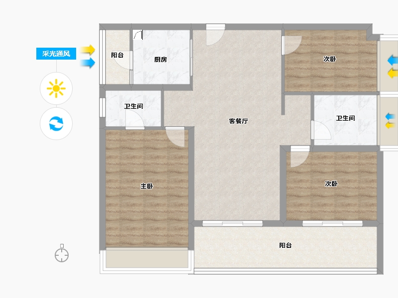 广东省-佛山市-电建地产·洺悦华府-99.39-户型库-采光通风