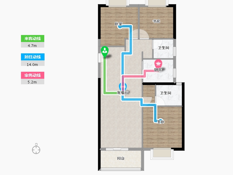 湖北省-武汉市-新城璞樾门第-95.20-户型库-动静线