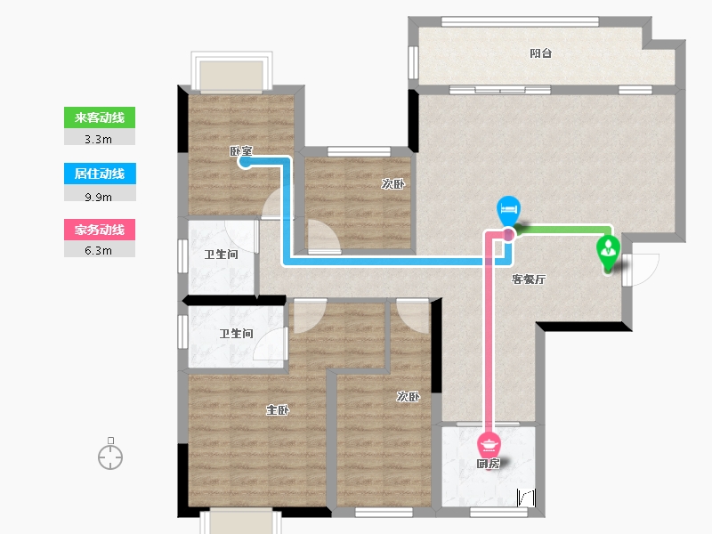 湖南省-长沙市-福晟钱隆公馆-108.05-户型库-动静线