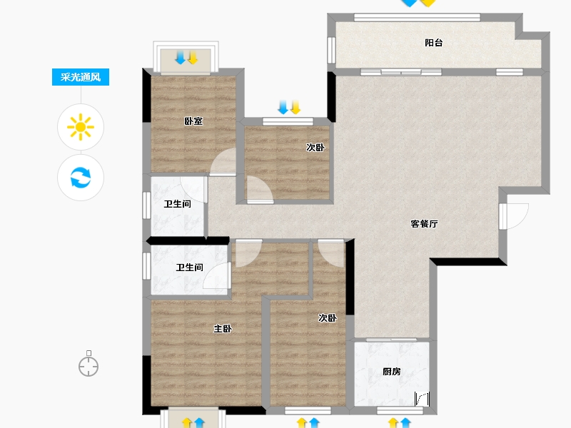 湖南省-长沙市-福晟钱隆公馆-108.05-户型库-采光通风