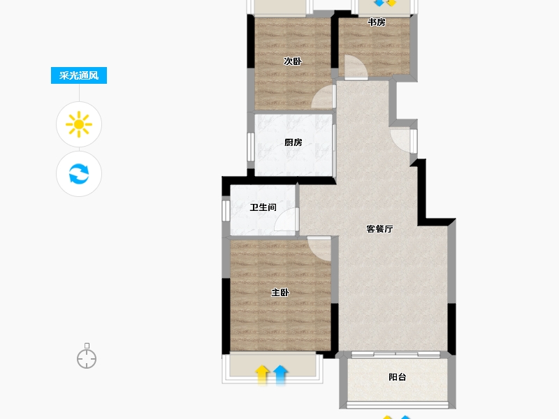 上海-上海市-悦澜天地-69.57-户型库-采光通风