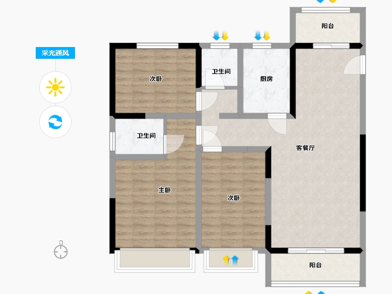 河南省-南阳市-鑫联文景苑-98.00-户型库-采光通风