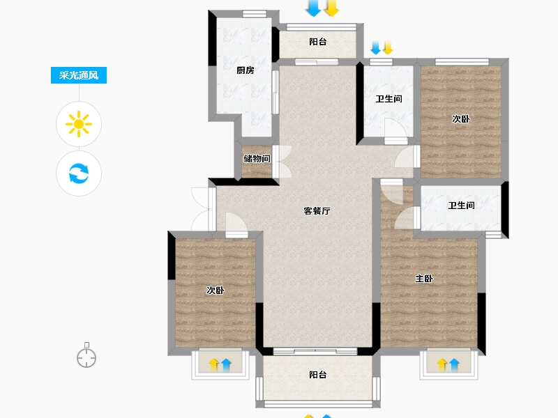 河南省-驻马店市-西湖别院-108.00-户型库-采光通风