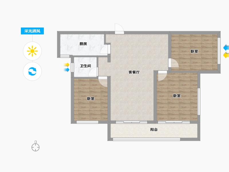 湖北省-武汉市-江景湾夏荷香一期-92.77-户型库-采光通风