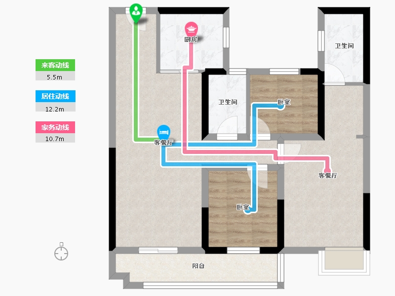 湖北省-武汉市-碧桂园云境-79.51-户型库-动静线