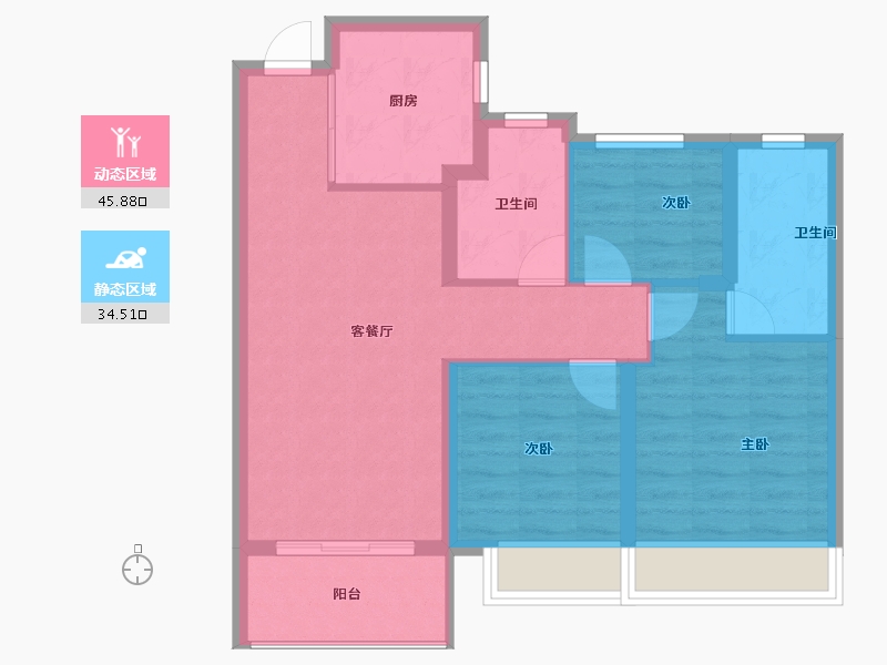 上海-上海市-远洋红星·宝山天铂-71.66-户型库-动静分区