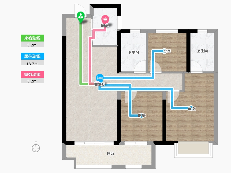 湖北省-武汉市-美的君兰半岛-77.78-户型库-动静线